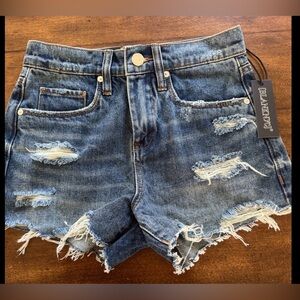 Blank NYC Distressed Denim Jean Shorts - Blue